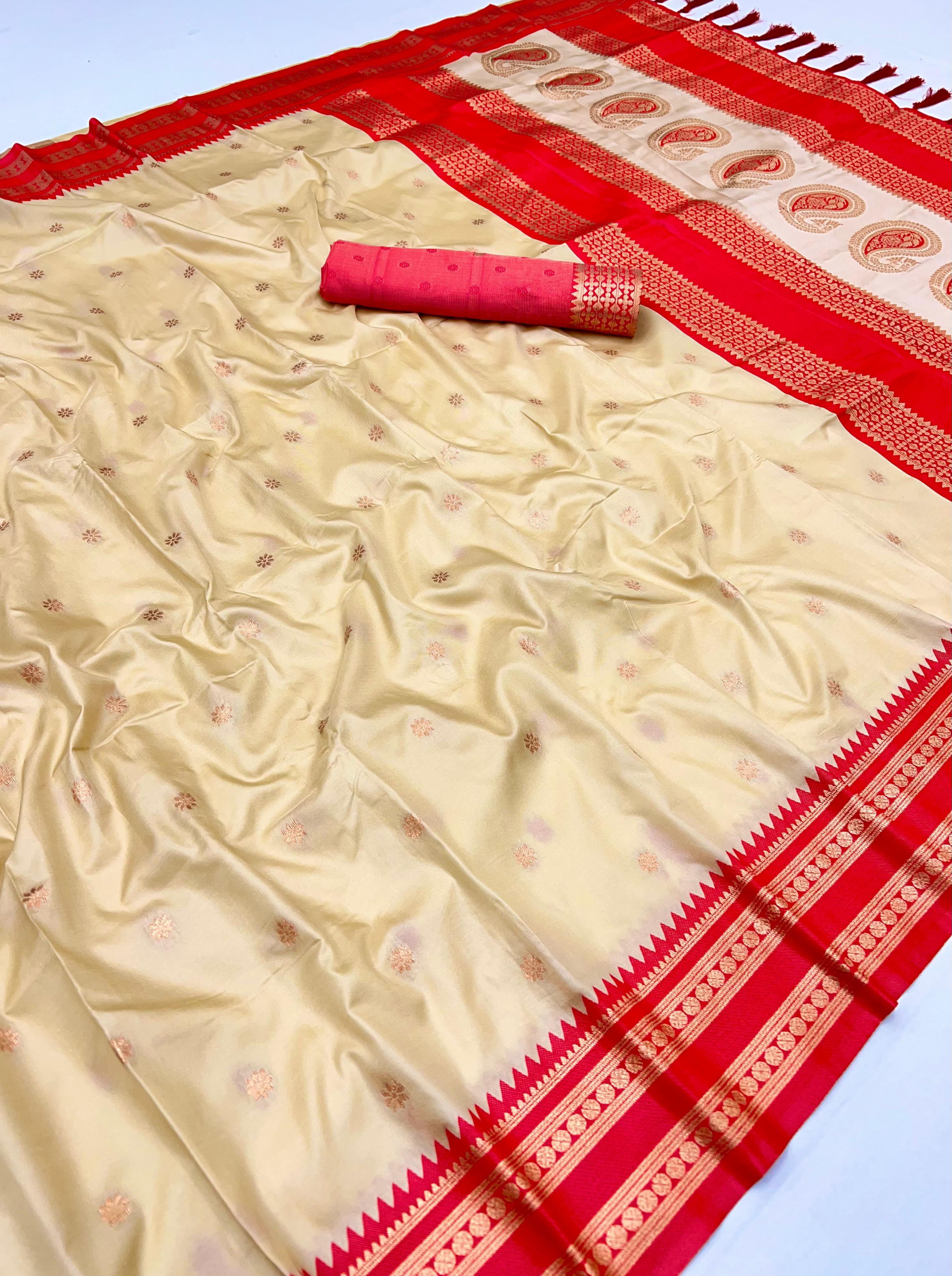Narayanpet Silk Saree With Contrast Blouse Piece