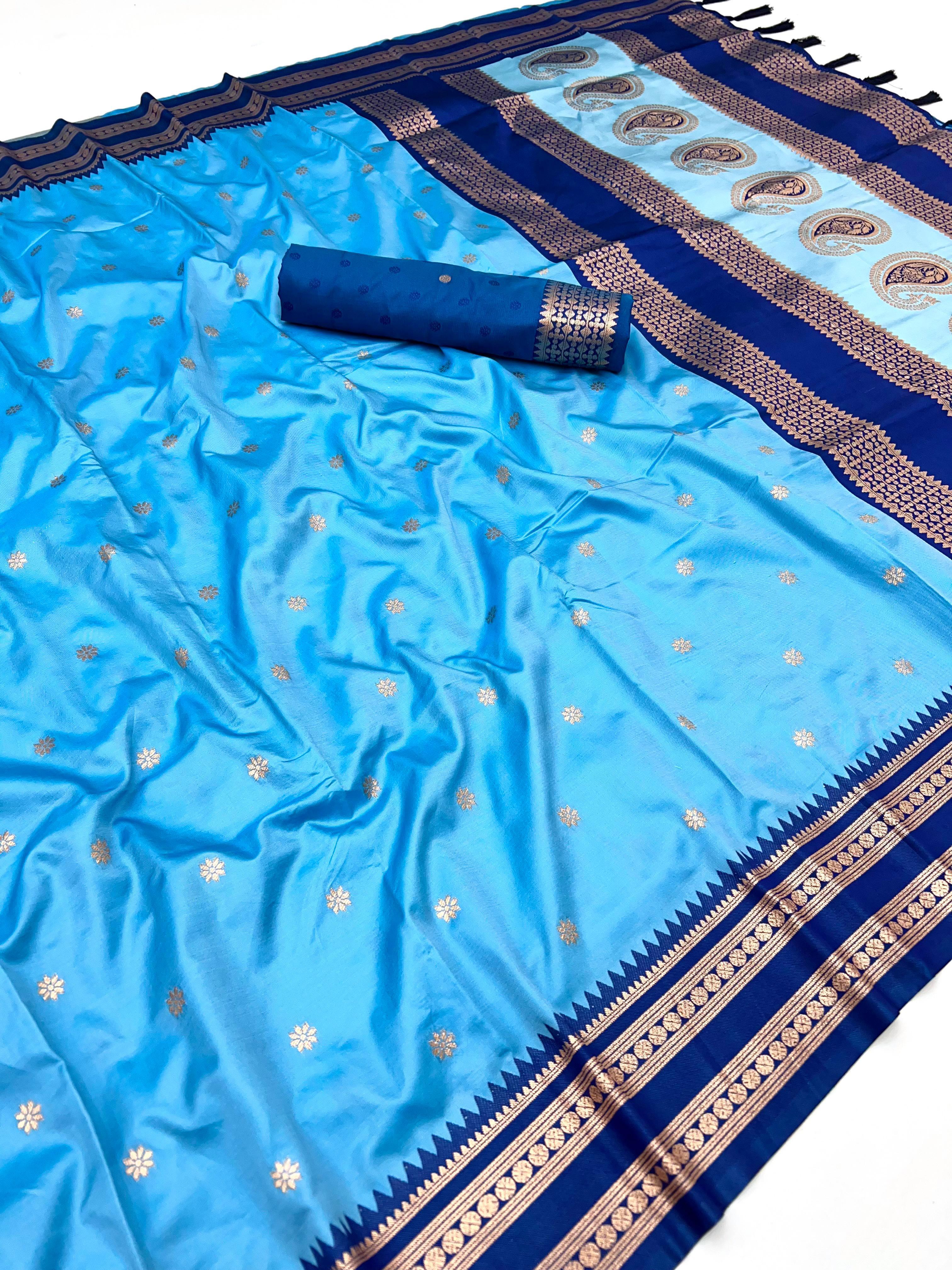 Narayanpet Silk Saree With Contrast Blouse Piece