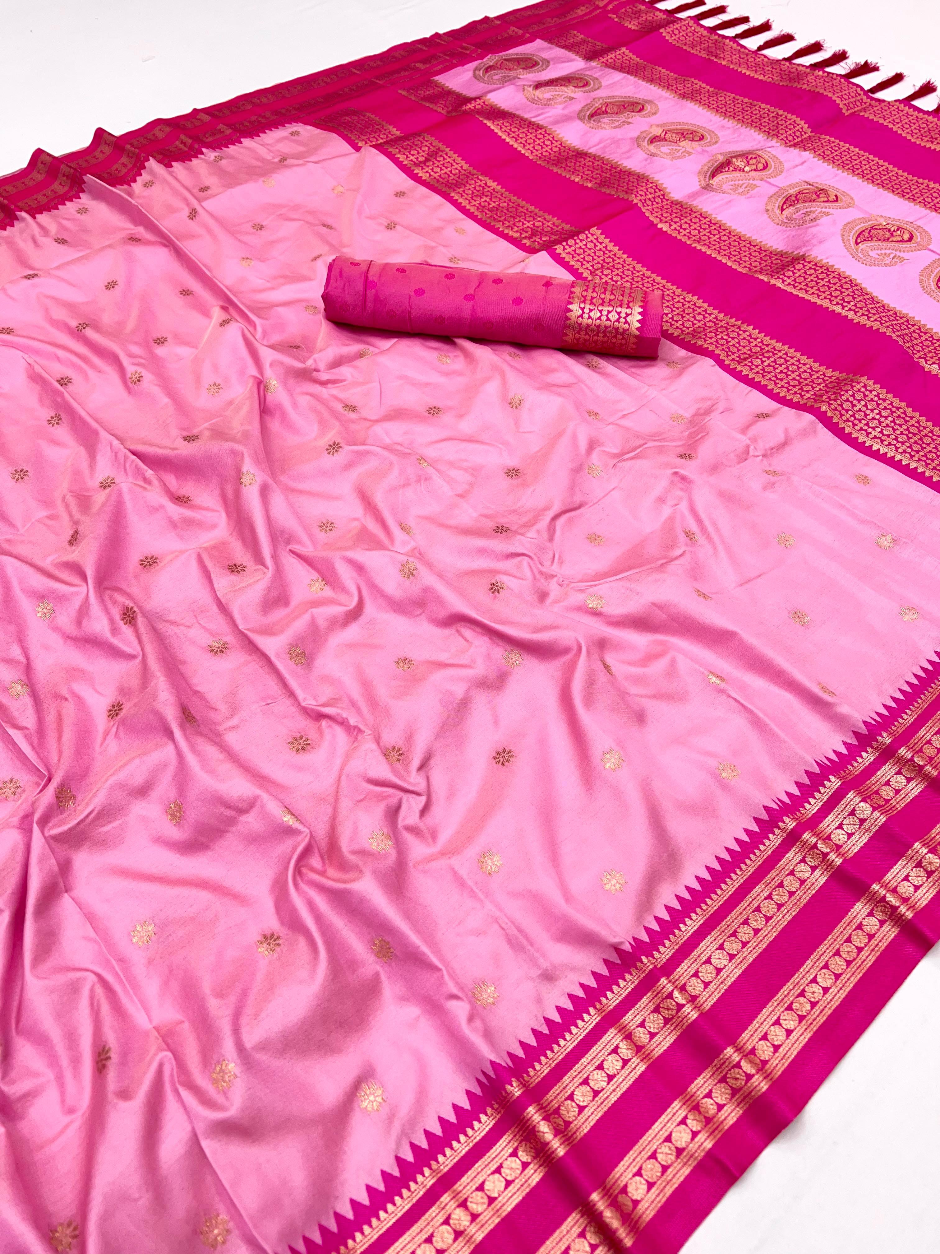 Narayanpet Silk Saree With Contrast Blouse Piece