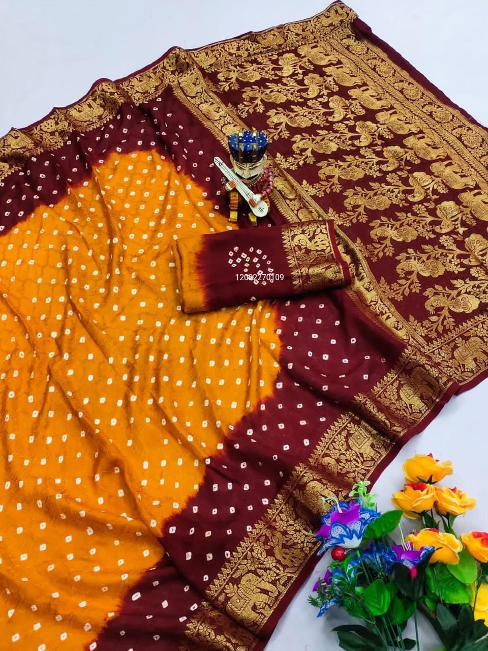 Premium Bandhani Cotton Silk Saree