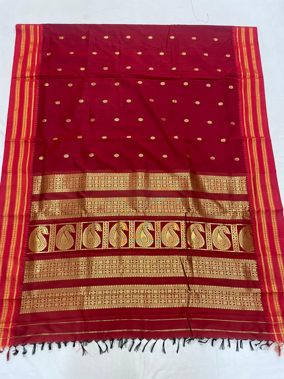 Premium Narayanpeth Border Cotton Acrylic Saree With Contrast Meena Pallu