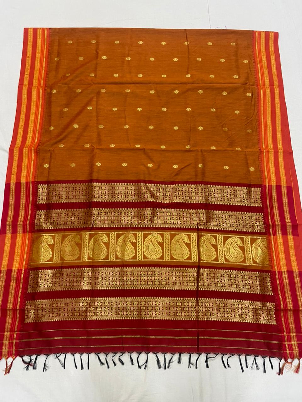 Premium Narayanpeth Border Cotton Acrylic Saree With Contrast Meena Pallu