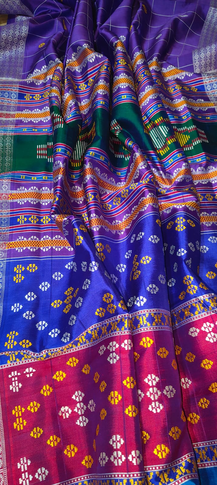 Exclusive Purple Berhampuri Double Pallu Silk Saree with Blouse Piece
