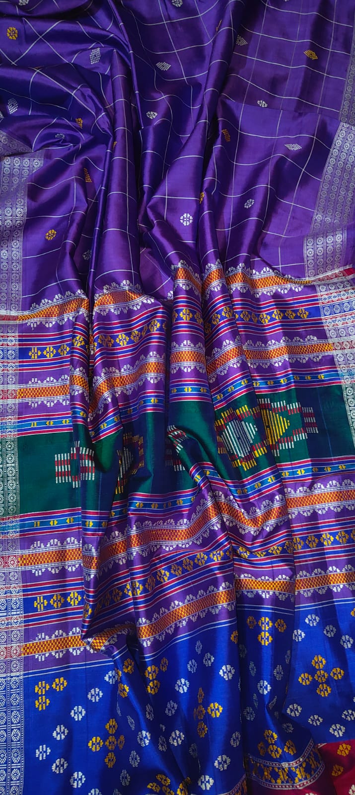 Exclusive Purple Berhampuri Double Pallu Silk Saree with Blouse Piece
