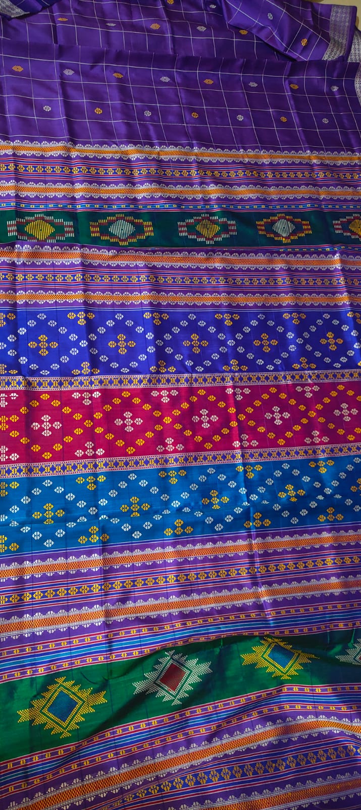 Exclusive Purple Berhampuri Double Pallu Silk Saree with Blouse Piece