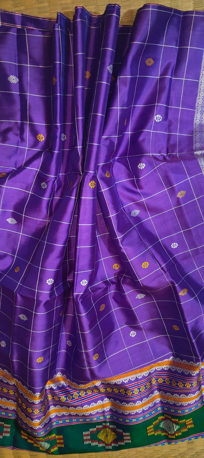Exclusive Purple Berhampuri Double Pallu Silk Saree with Blouse Piece