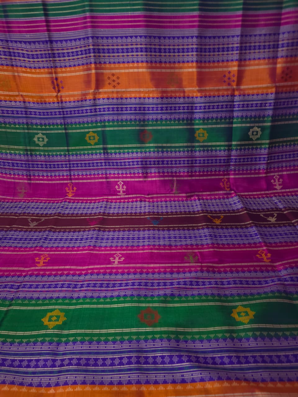 Dual Tone Sky Blue & Royal Blue Double Aanchal — Berhampuri Patta Silk Saree