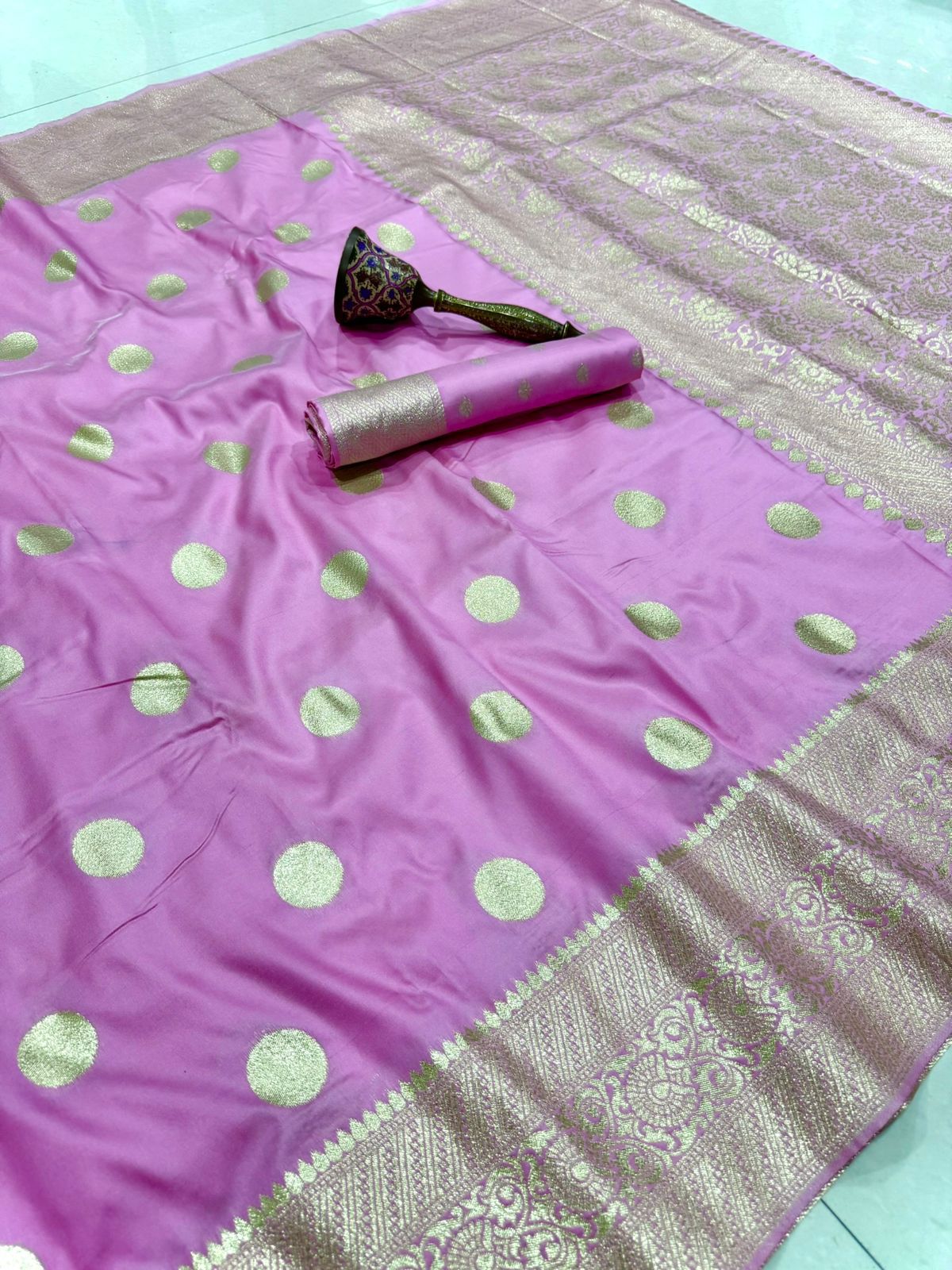 Pure Heavy Silk Banarasi Inspired Saree | Original Gold Zari Weaving | Brocade Blouse