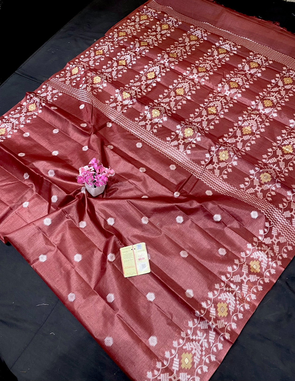 Pure Tussar Bhagalpuri Silk Meenakari Work Saree