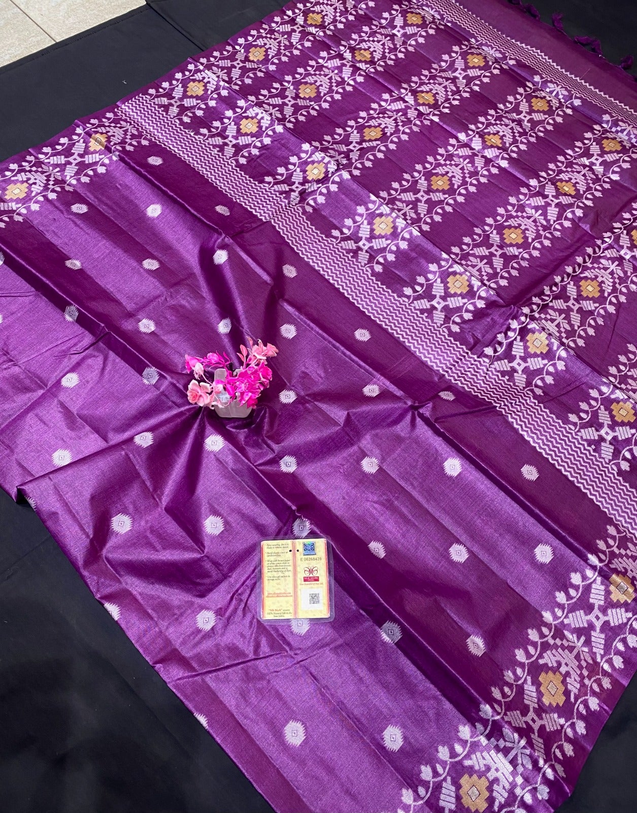 Pure Tussar Bhagalpuri Silk Meenakari Work Saree