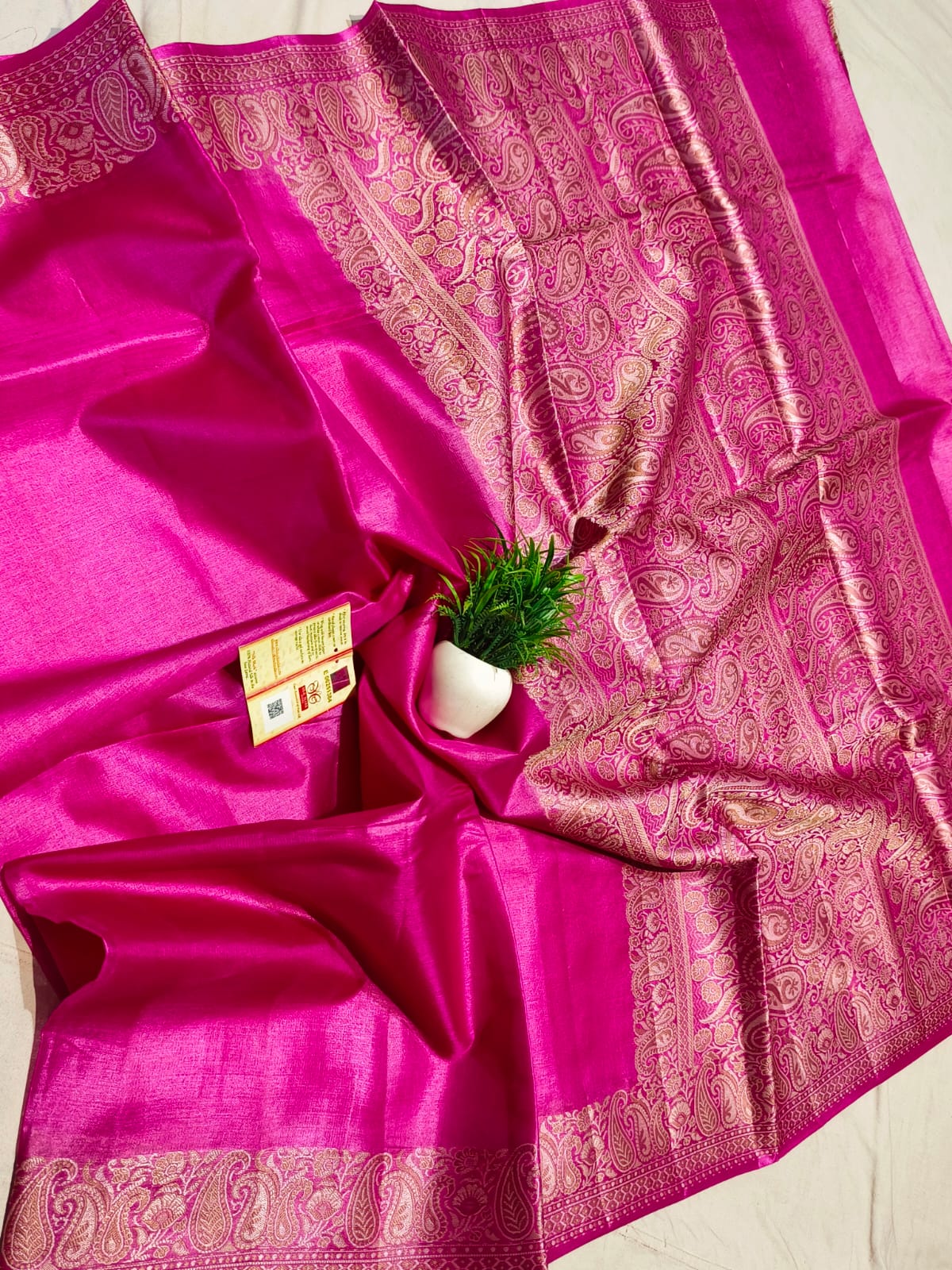 Chhattisgarh Handloom Pure Kosa Tussar Silk Saree | Alfi Border | Rich Jamdani Pallu | Contrast Blouse