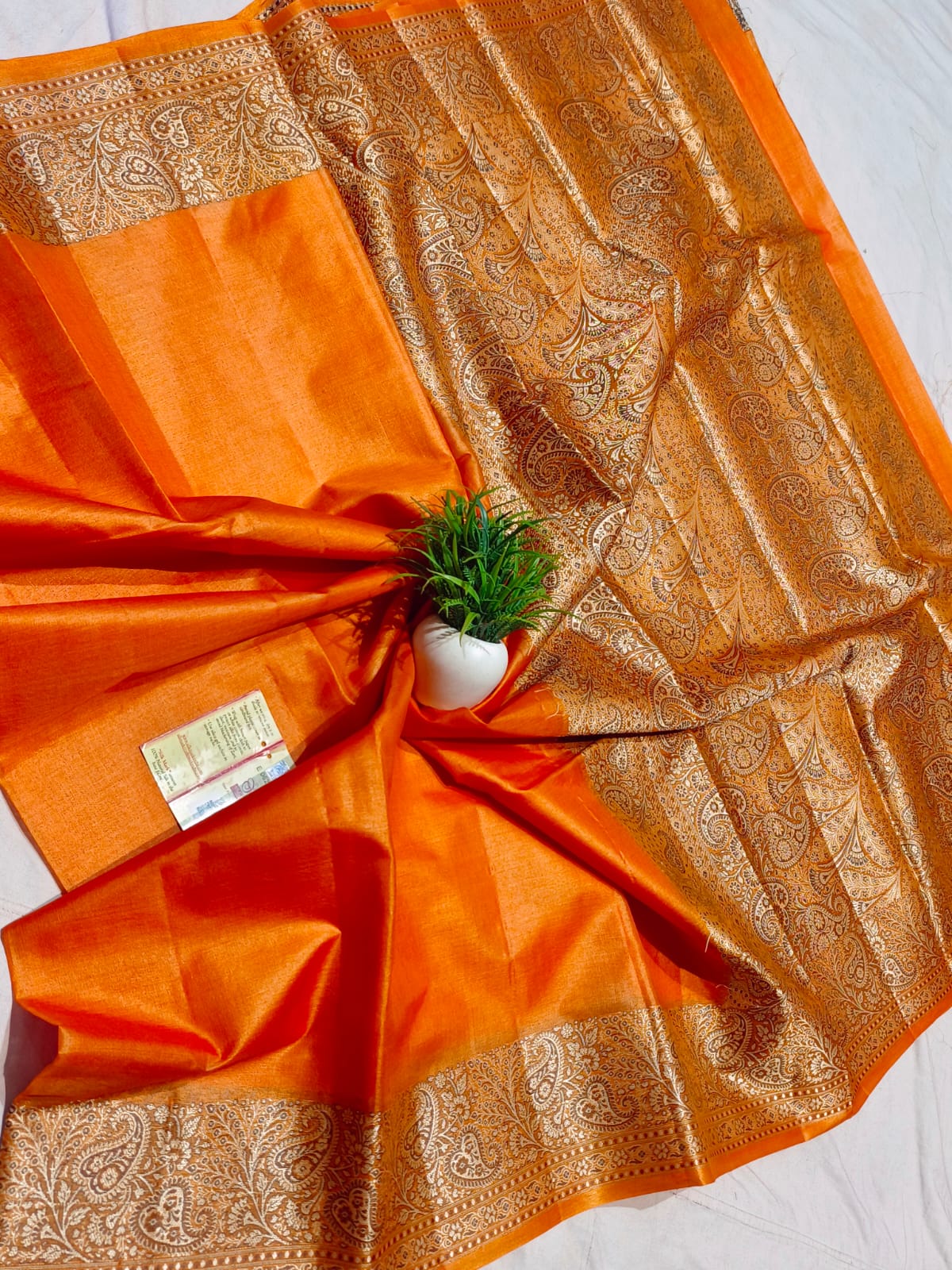 Chhattisgarh Handloom Pure Kosa Tussar Silk Saree | Alfi Border | Rich Jamdani Pallu | Contrast Blouse