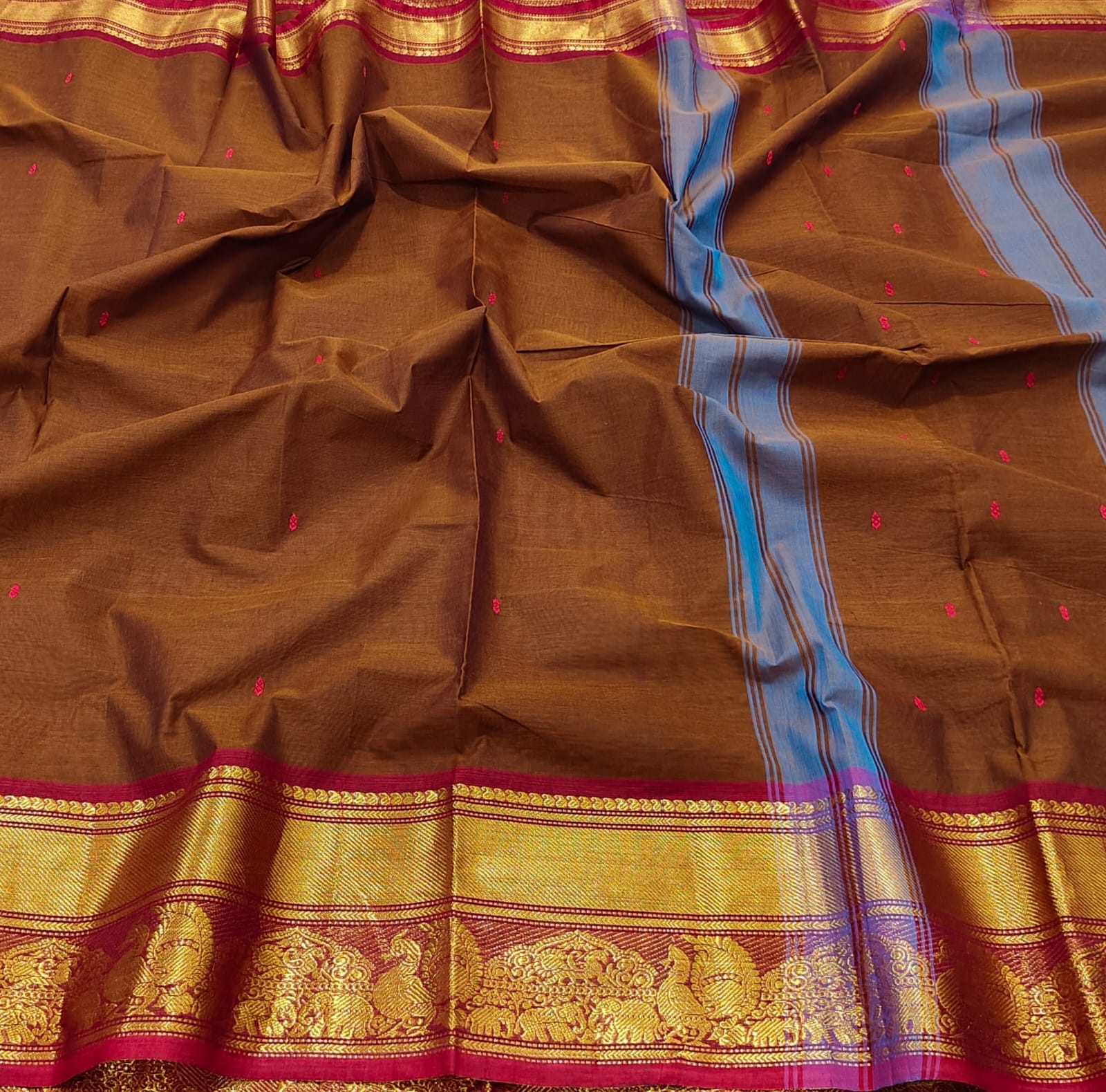 Kanchi Cotton Hand Butta Traditional Cotton Saree