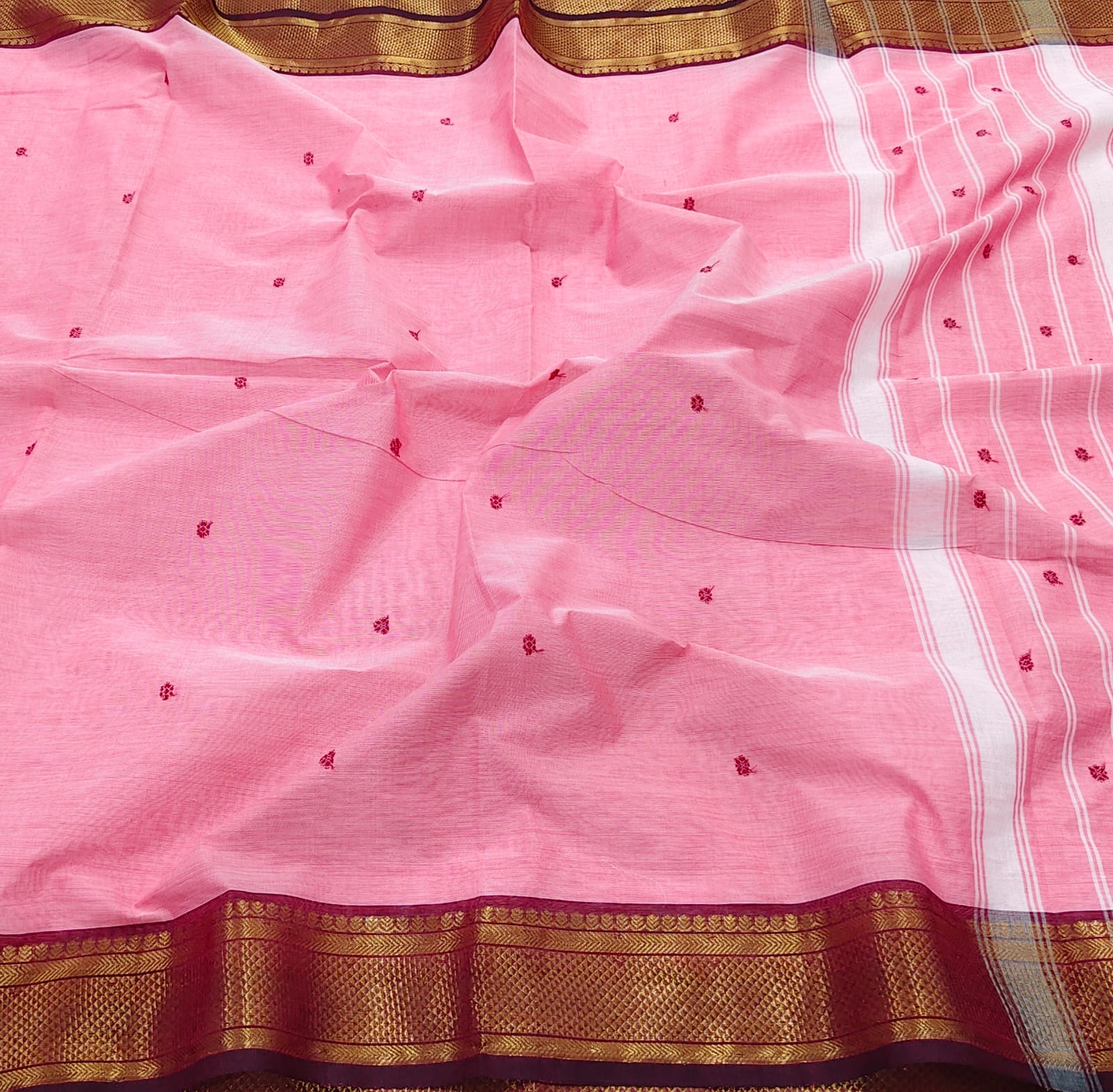 Kanchi Cotton Hand Butta Traditional Cotton Saree