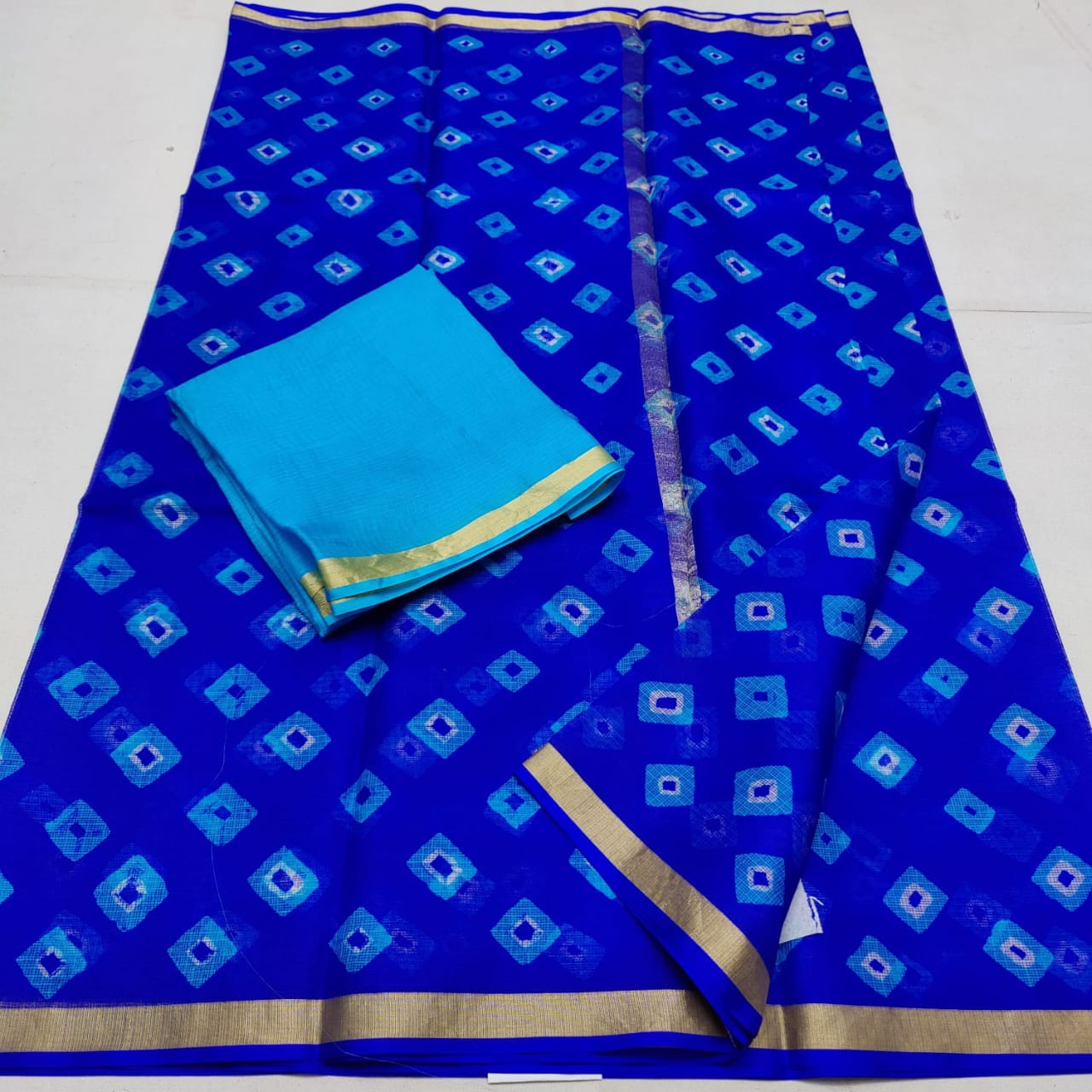 Pure Silk Kota Doria Hand Bandhej Saree | Authentic Hand-Tied Bandhani
