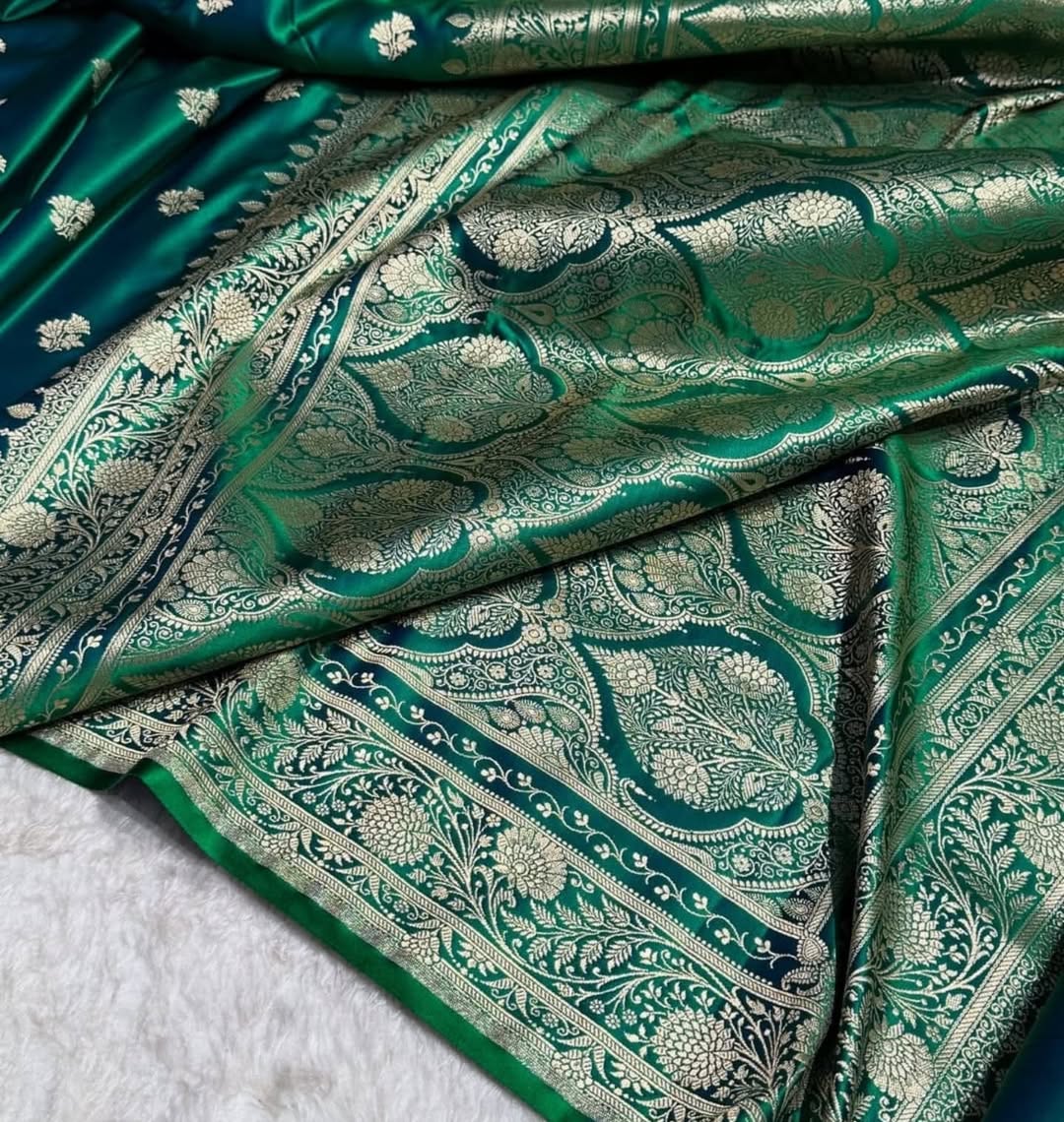 Premium Banarasi Soft Mashru Silk Saree with Rich Woven Border & Pallu | Festive & Wedding Wear