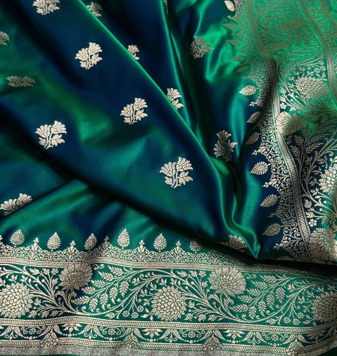 Premium Banarasi Soft Mashru Silk Saree with Rich Woven Border & Pallu | Festive & Wedding Wear