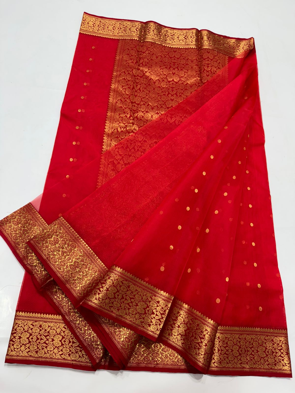 Authentic Chanderi Handloom Katan Silk Saree with Nakshi Border
