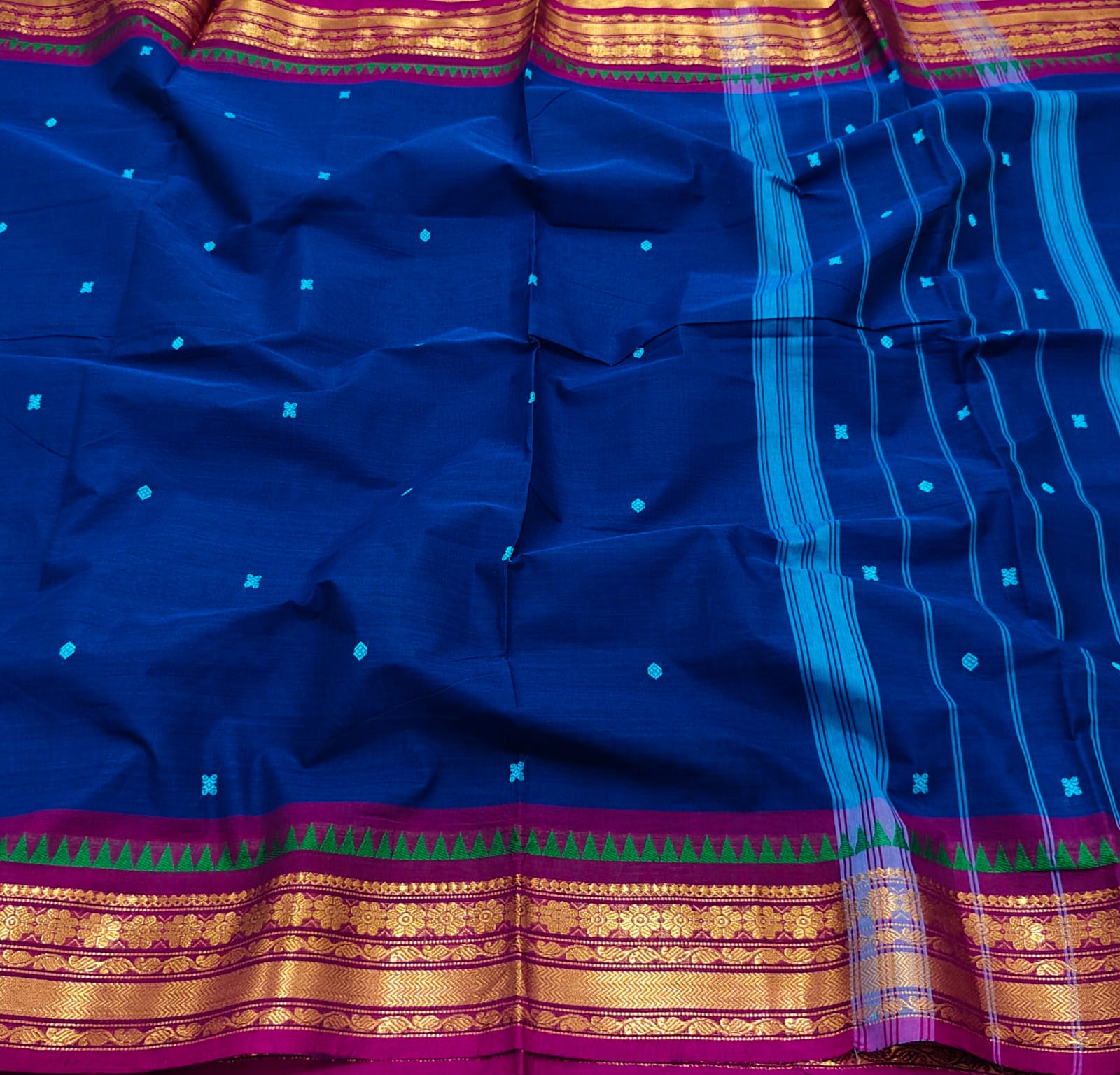 Kanchi Cotton Hand Putta Saree – Authentic Handloom from Kanchipuram
