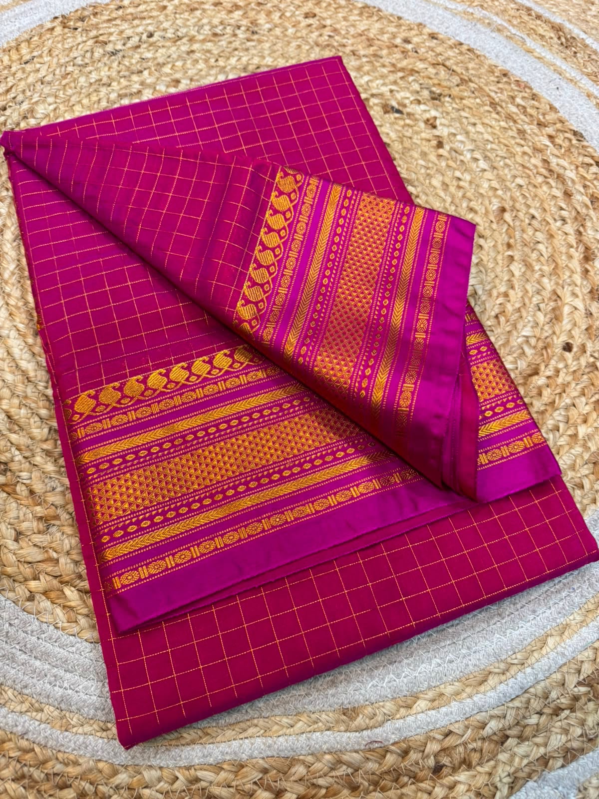 Premium Ilkal Chaduranga Zari Saree from Karnataka | Art Silk Body with Pure Silk Pallu