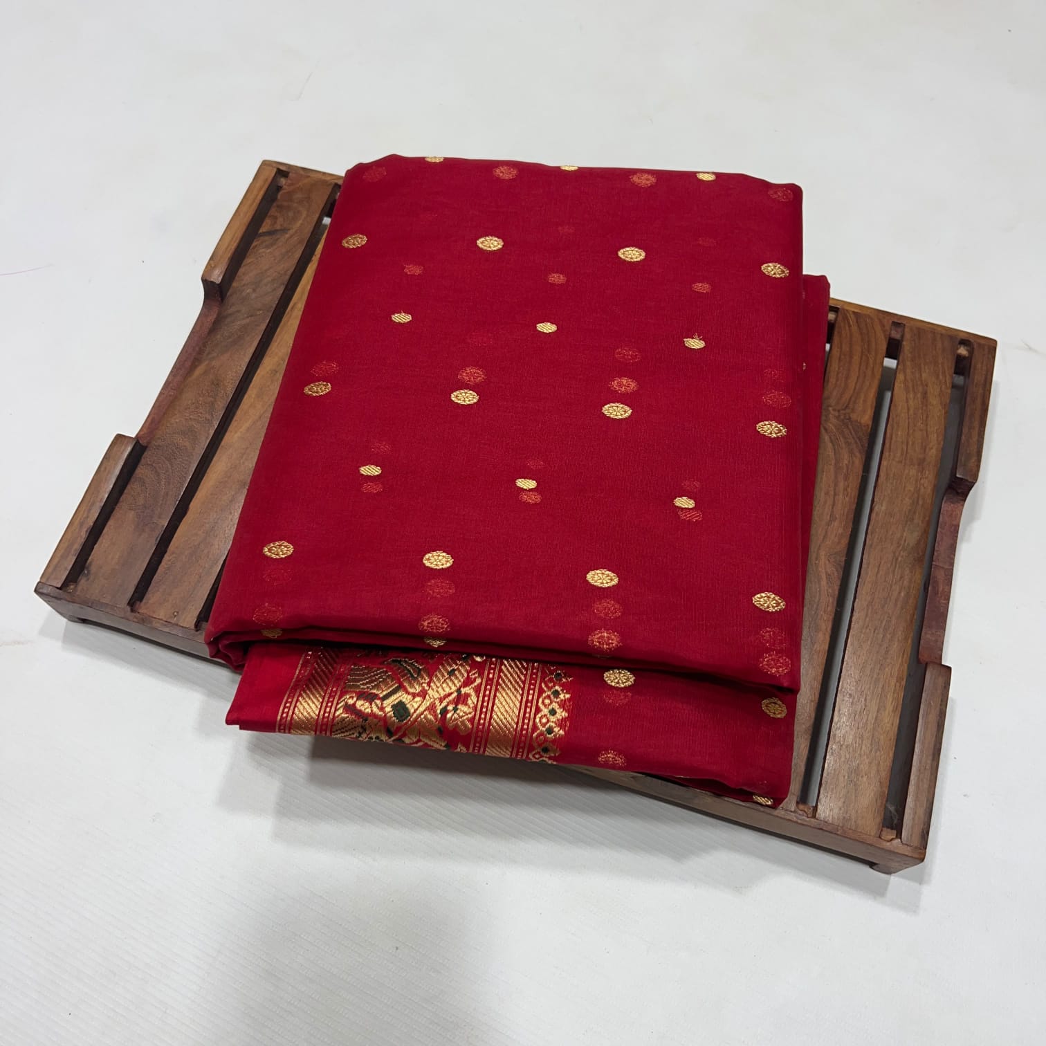 Pure Chanderi Silk Handloom Saree with Katan Silk Nakshi Border