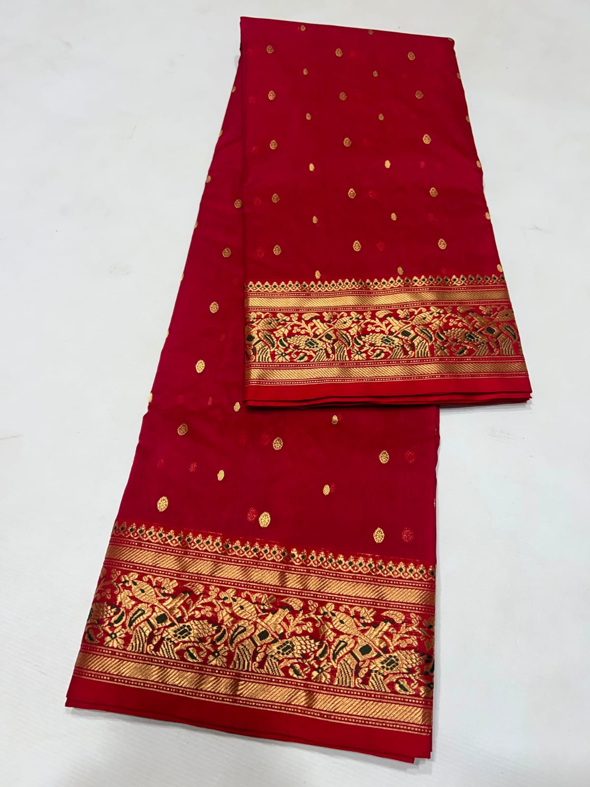Pure Chanderi Silk Handloom Saree with Katan Silk Nakshi Border