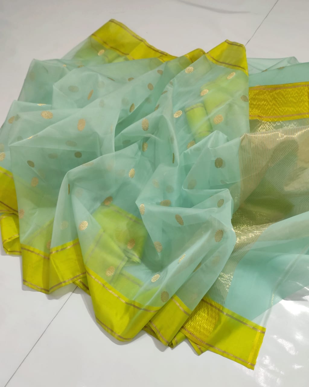Pure Chanderi Silk Handloom Saree with Katan Silk Resham Border