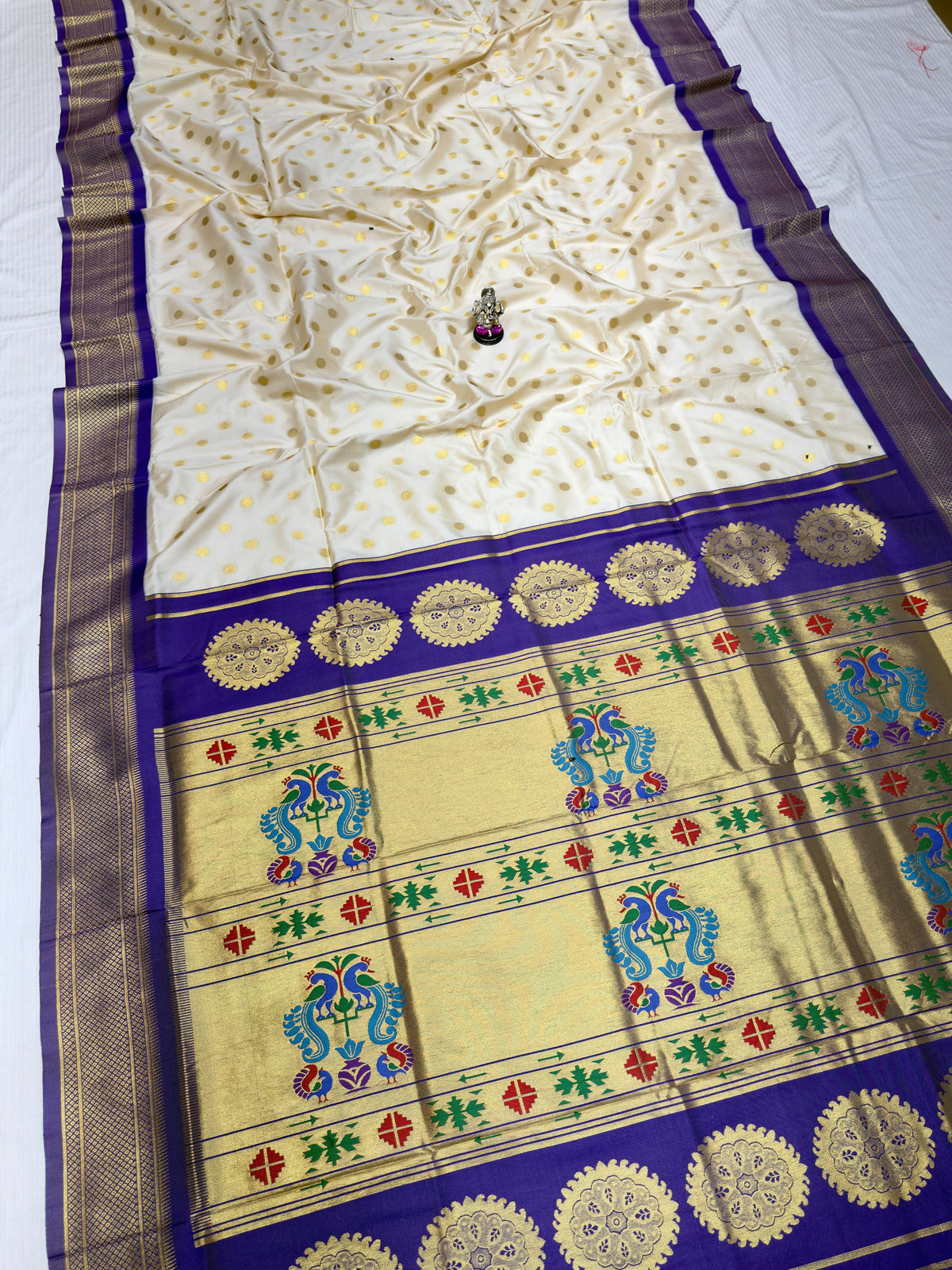 Maharashtra Katan Silk Saree with Kalanjali Zari Butti & Rich Zari Pallu