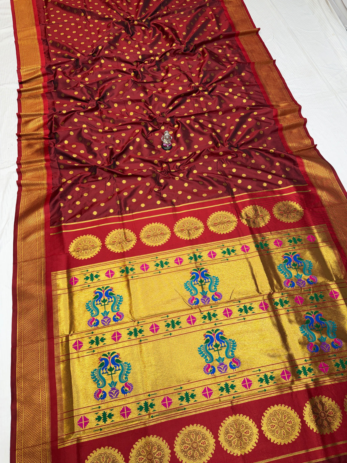 Maharashtra Katan Silk Saree with Kalanjali Zari Butti & Rich Zari Pallu