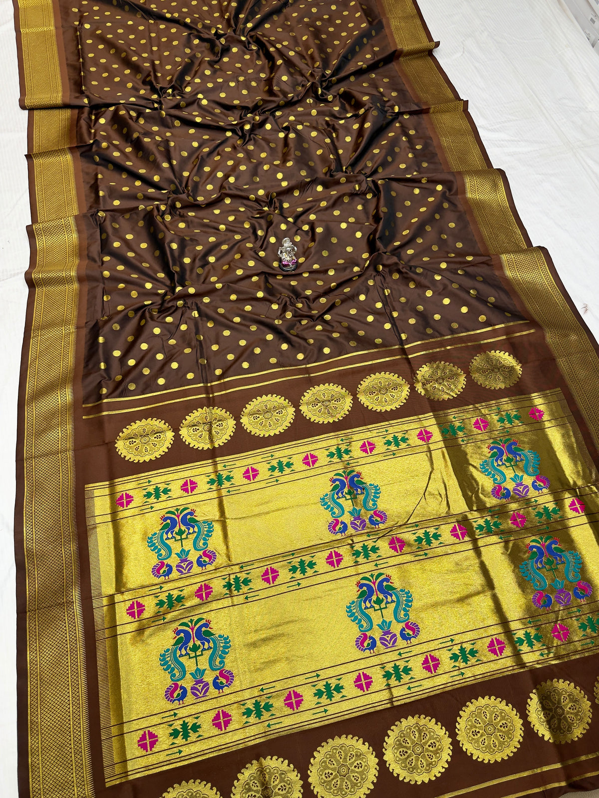 Maharashtra Katan Silk Saree with Kalanjali Zari Butti & Rich Zari Pallu