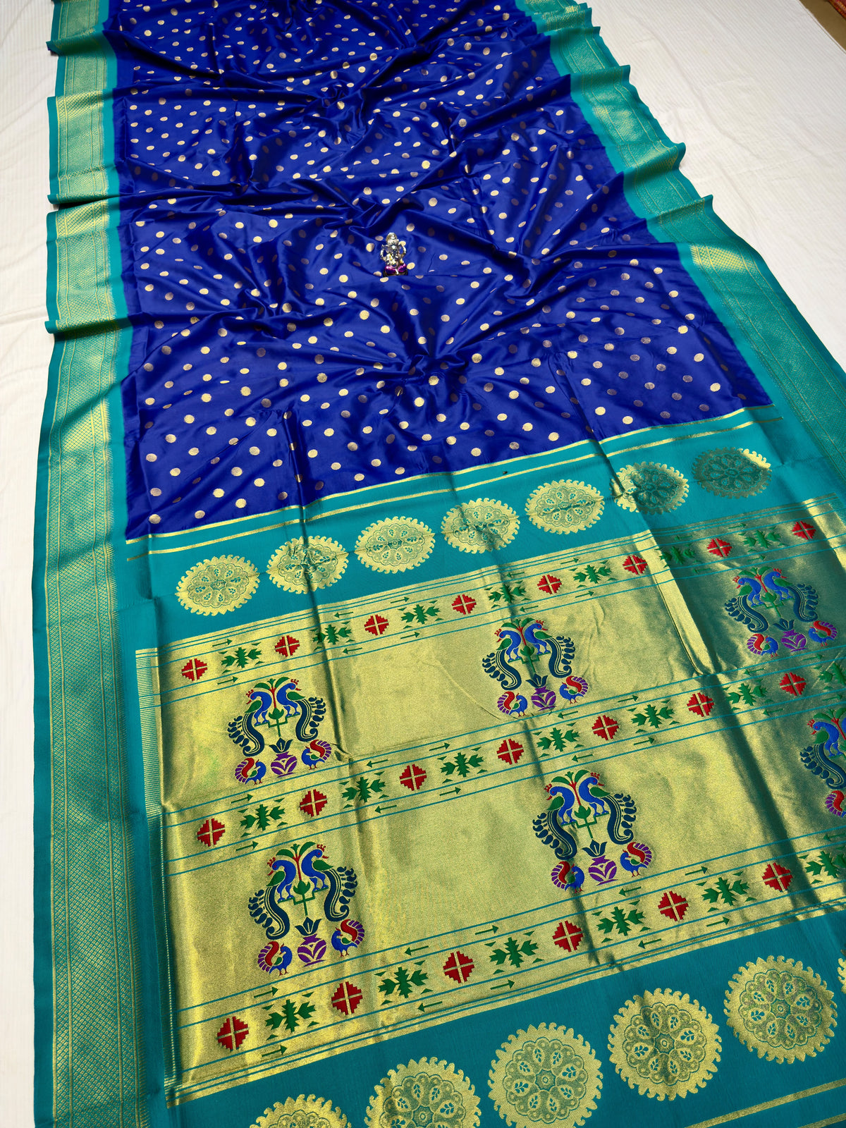 Maharashtra Katan Silk Saree with Kalanjali Zari Butti & Rich Zari Pallu