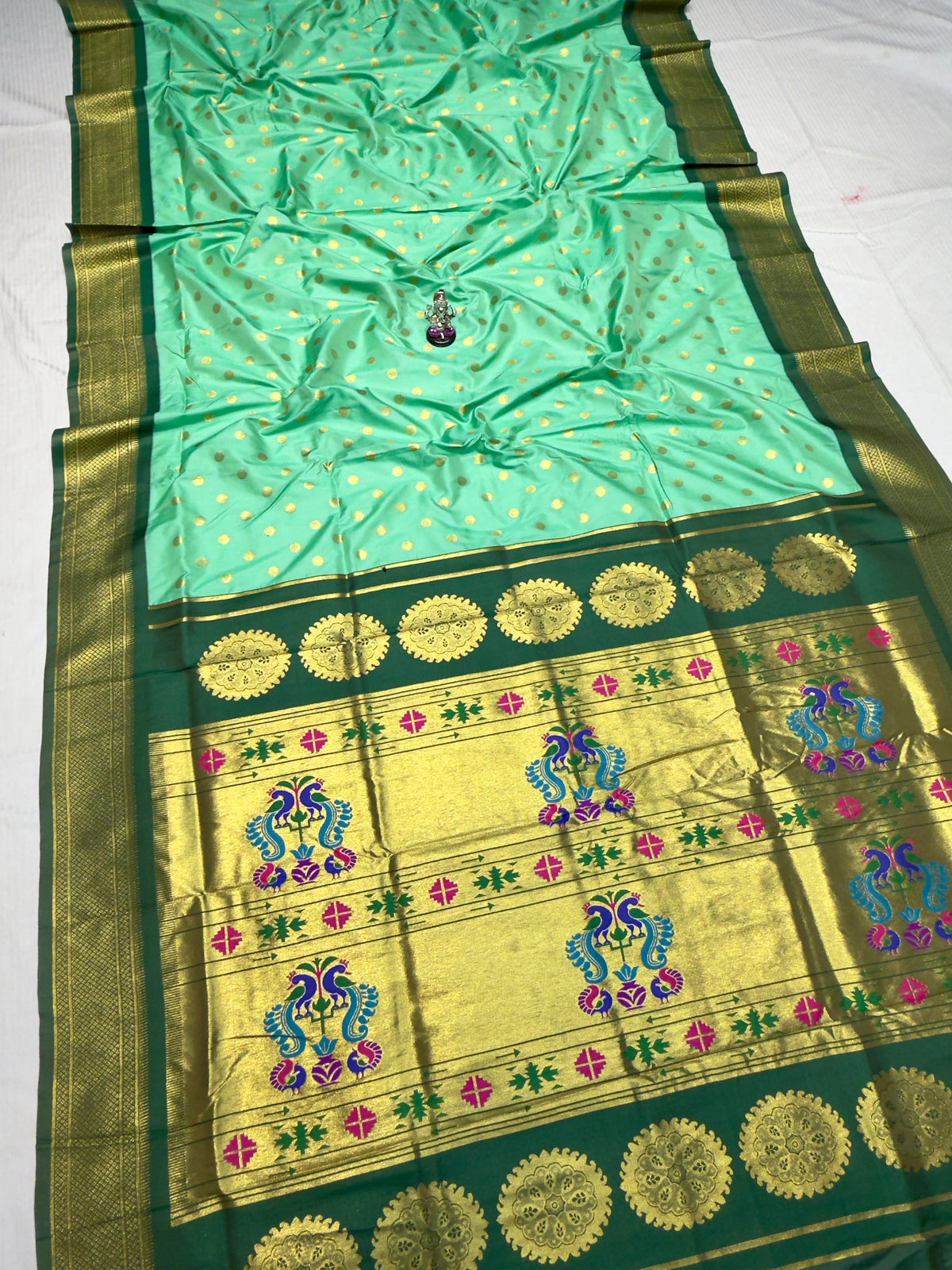 Maharashtra Katan Silk Saree with Kalanjali Zari Butti & Rich Zari Pallu