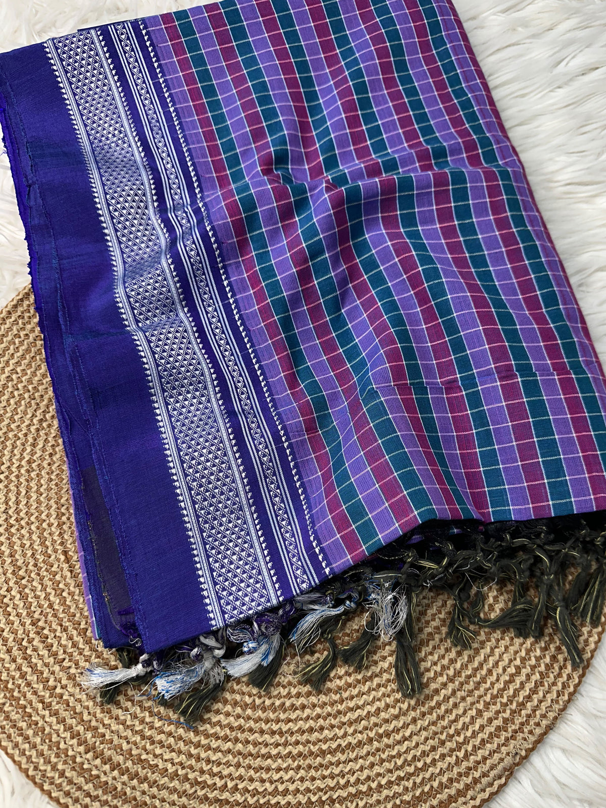 Ilkal Cotton Chikki Handloom Saree with Silk Pallu