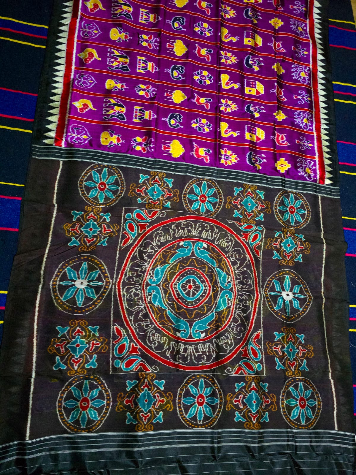 Odisha Handloom Nabakothi Khandua Silk Saree | Purple Body with Black Border