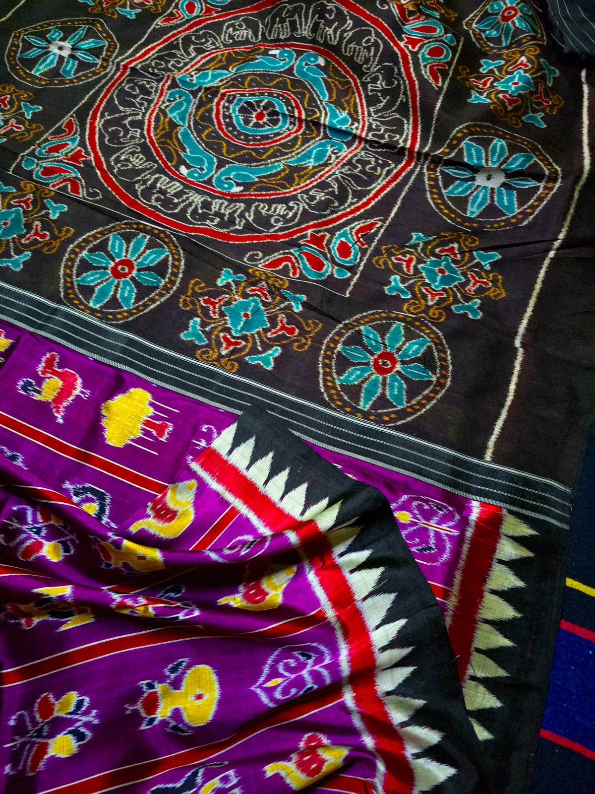 Odisha Handloom Nabakothi Khandua Silk Saree | Purple Body with Black Border