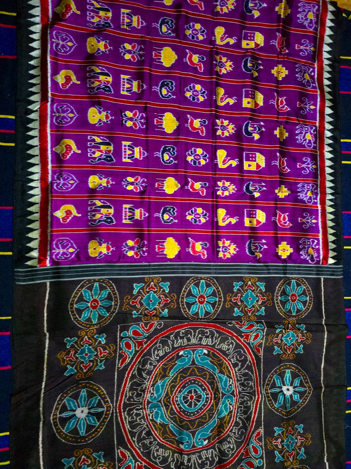 Odisha Handloom Nabakothi Khandua Silk Saree | Purple Body with Black Border