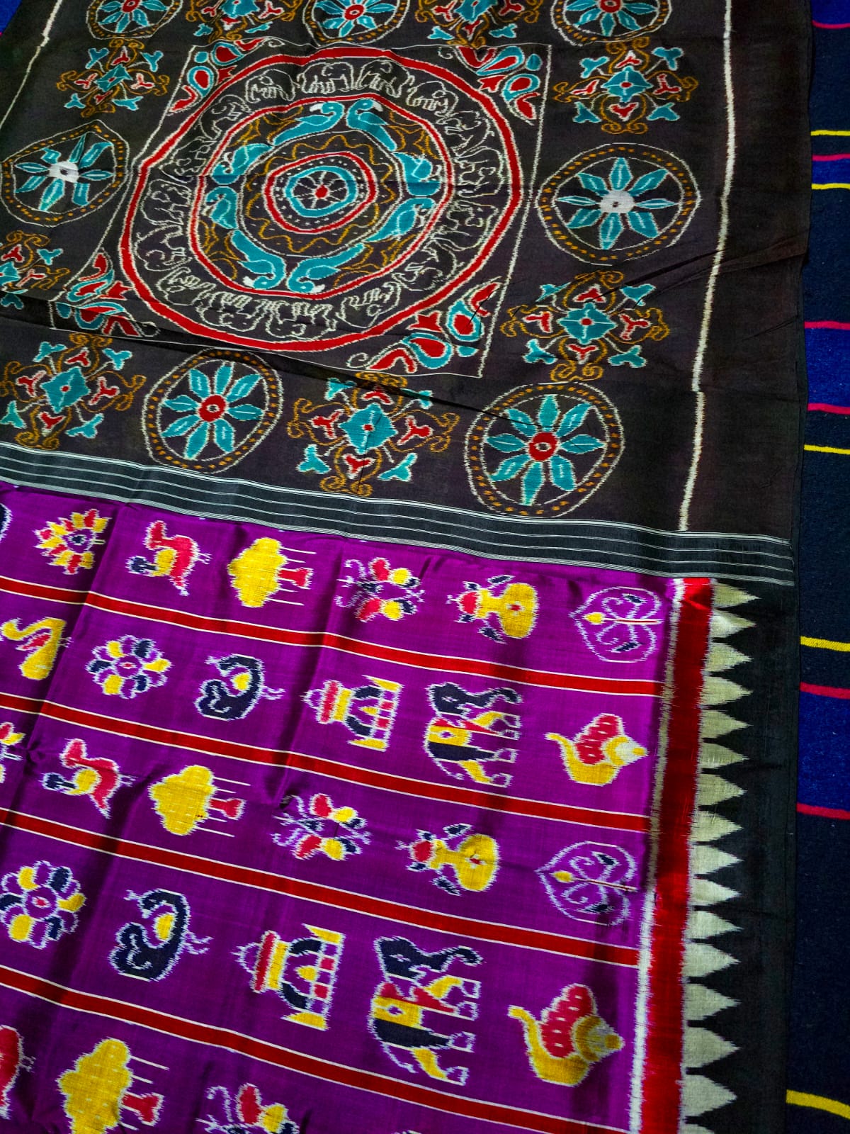 Odisha Handloom Nabakothi Khandua Silk Saree | Purple Body with Black Border