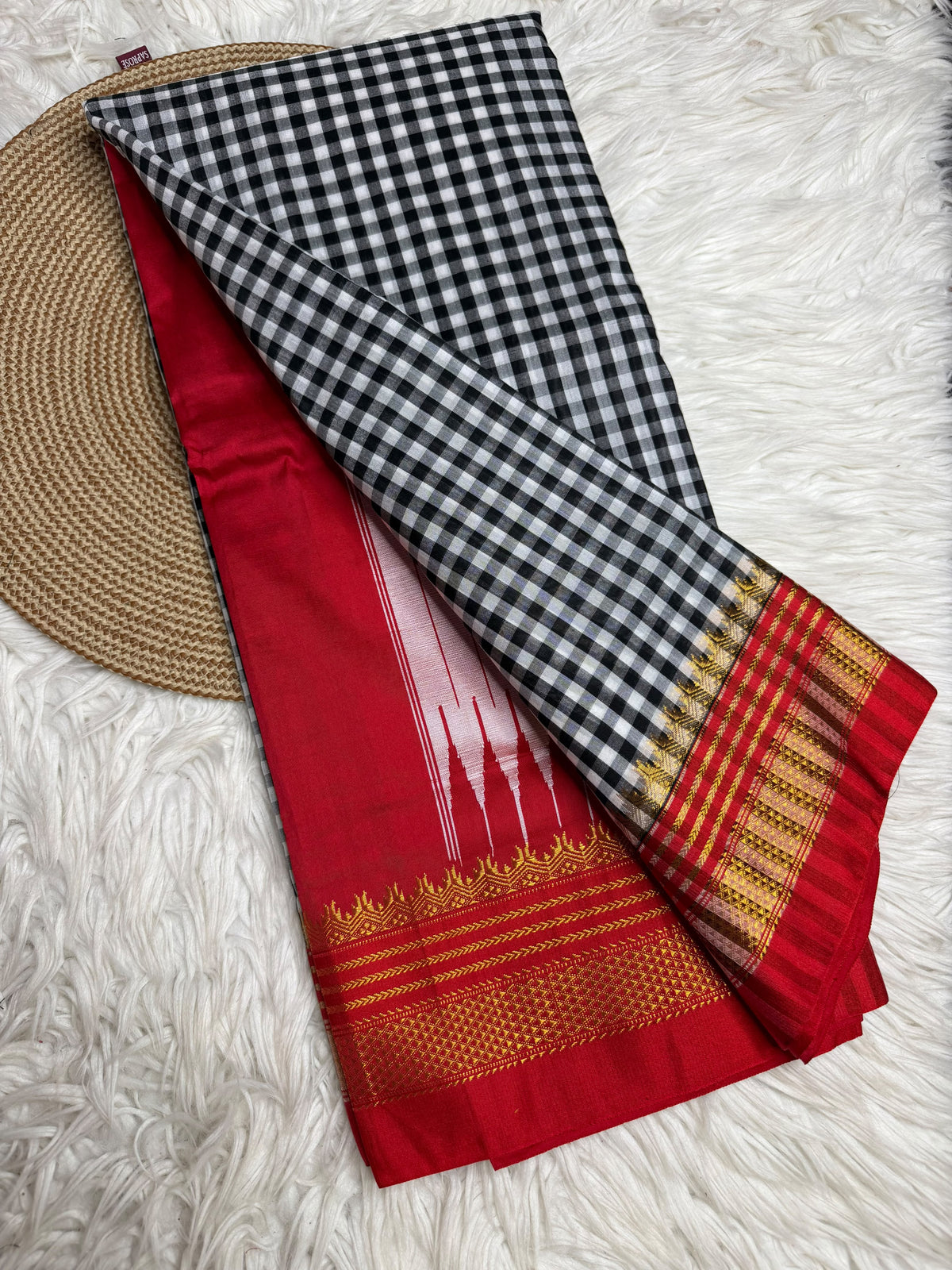 Karnataka Ilkal Mercerised Cotton Silk Tum Tum Checks Saree