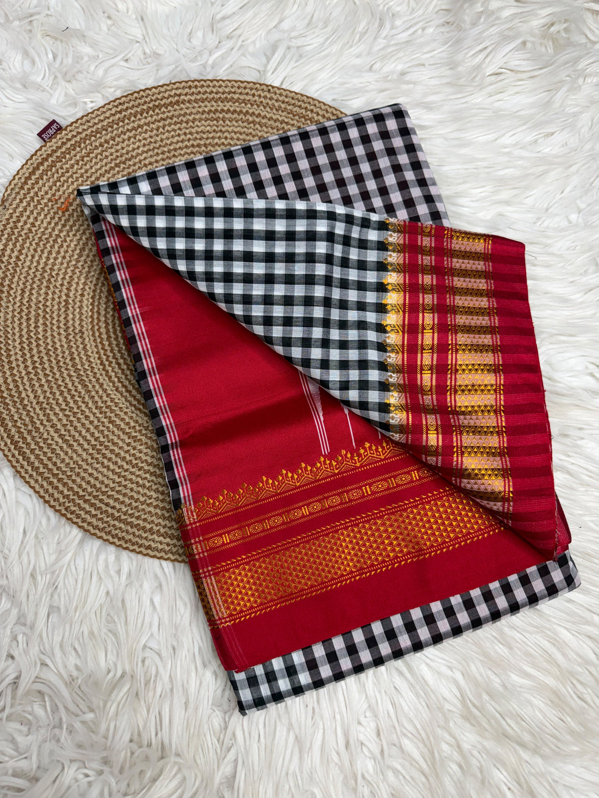 Karnataka Ilkal Mercerised Cotton Silk Tum Tum Checks Saree