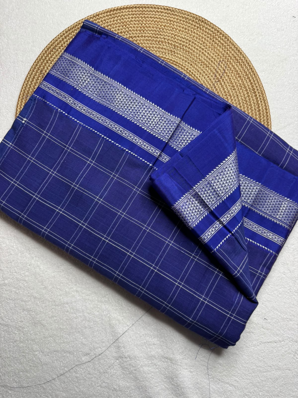 Ilkal Cotton Handloom Check Pattern Saree with Chikki Paras Border and Silk Pallu