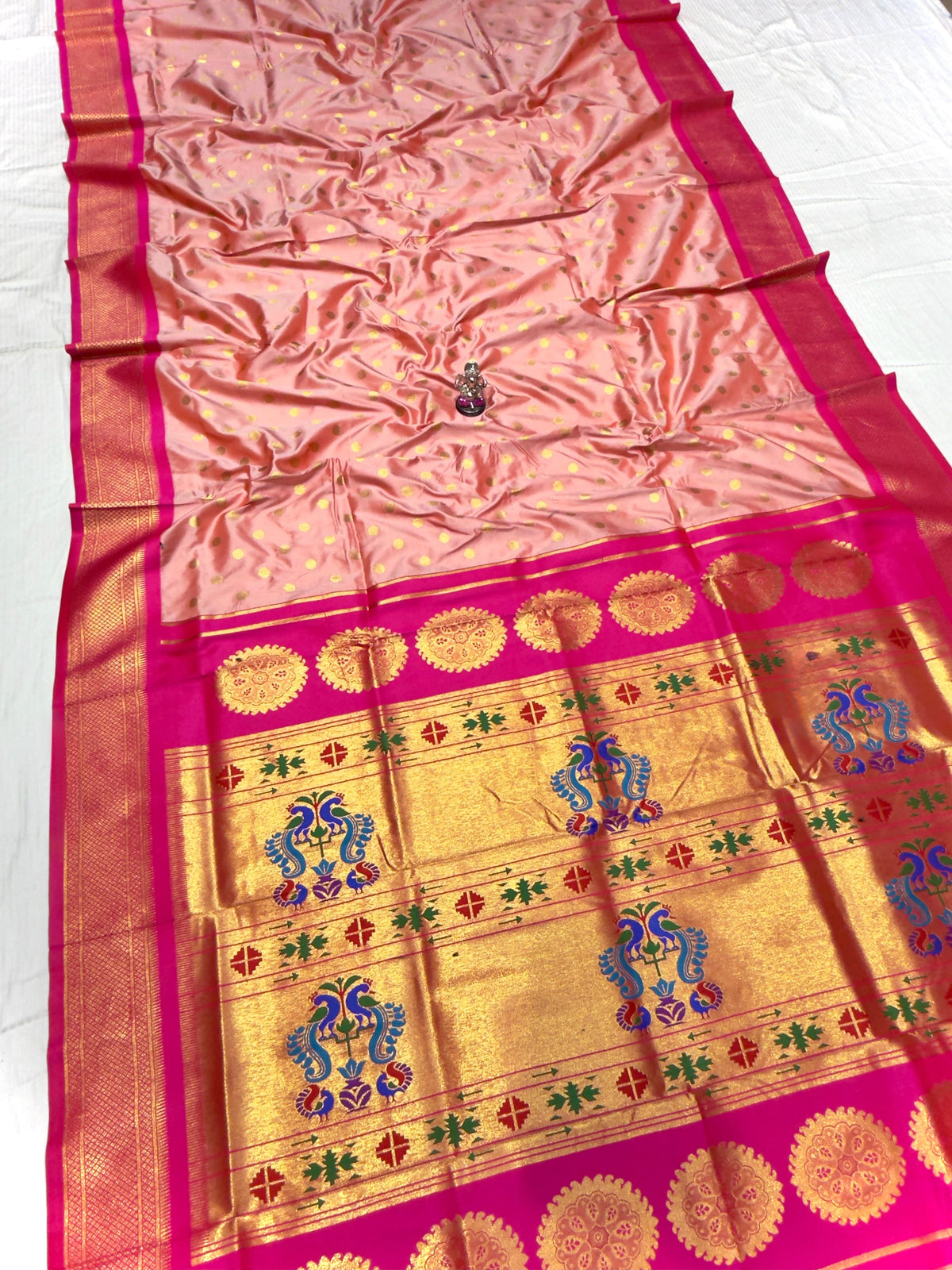 Big Temple Ilkal-Style Tana Silk Saree with All-Over Butties and Tope Pallu