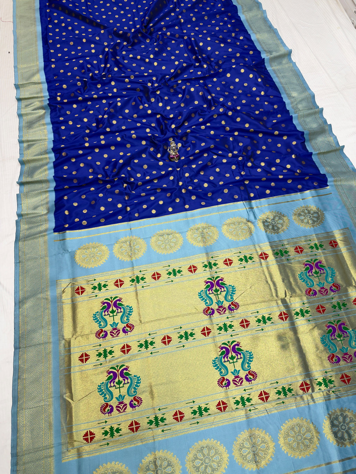 Big Temple Ilkal-Style Tana Silk Saree with All-Over Butties and Tope Pallu