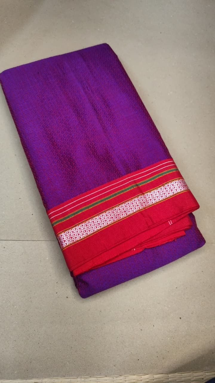 Traditional Maharashtra Khun Saree with Chikki Paras Border and Tope Pallu