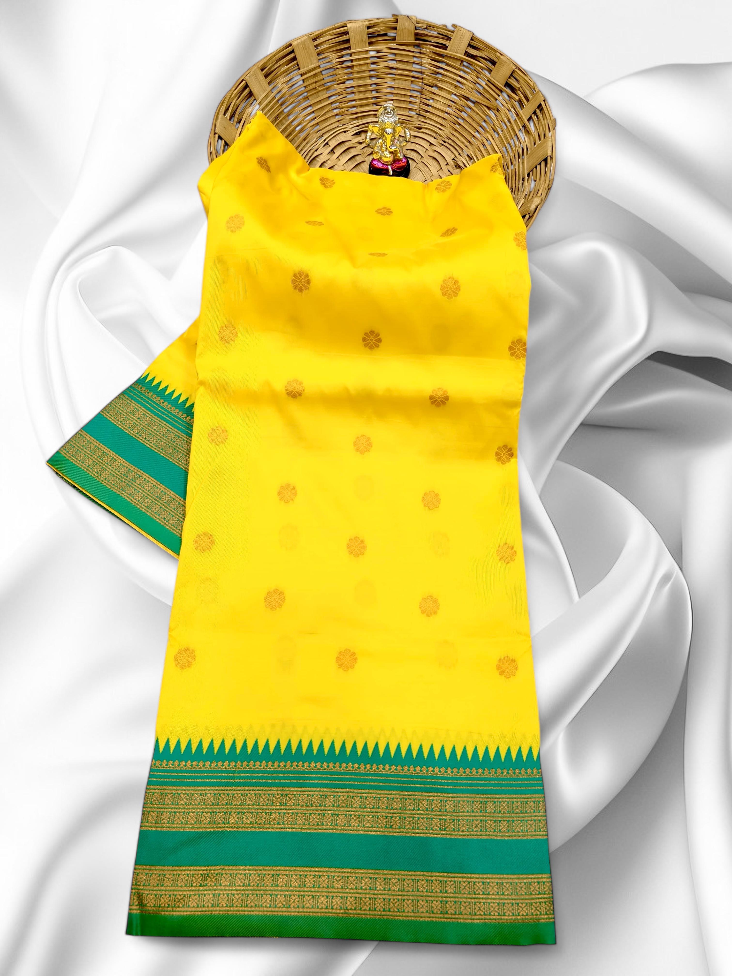 Narayan Peth Paithani Silk Saree With Contrast Blouse Piece