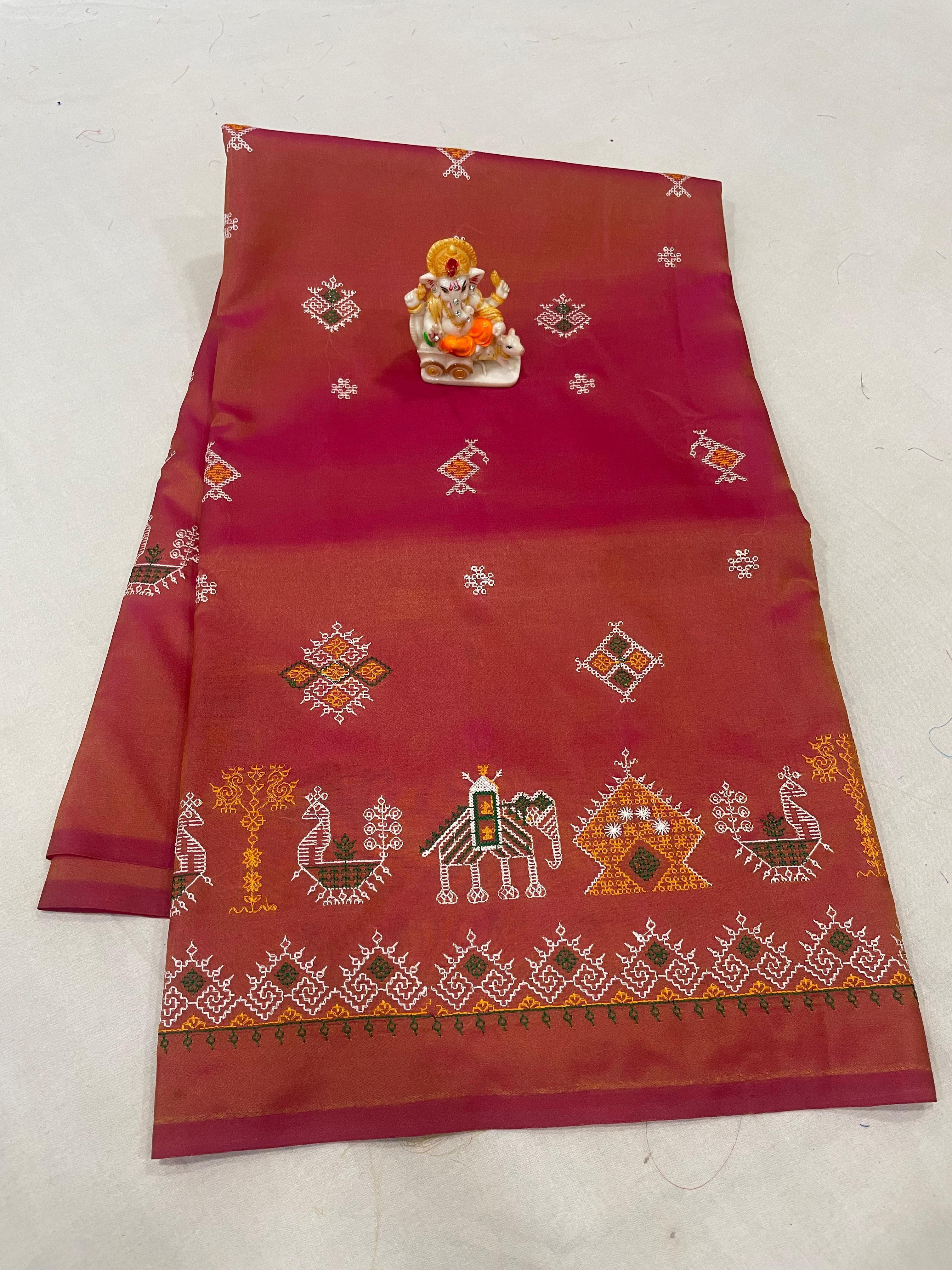 Kasuti Work Malai Silk Saree
