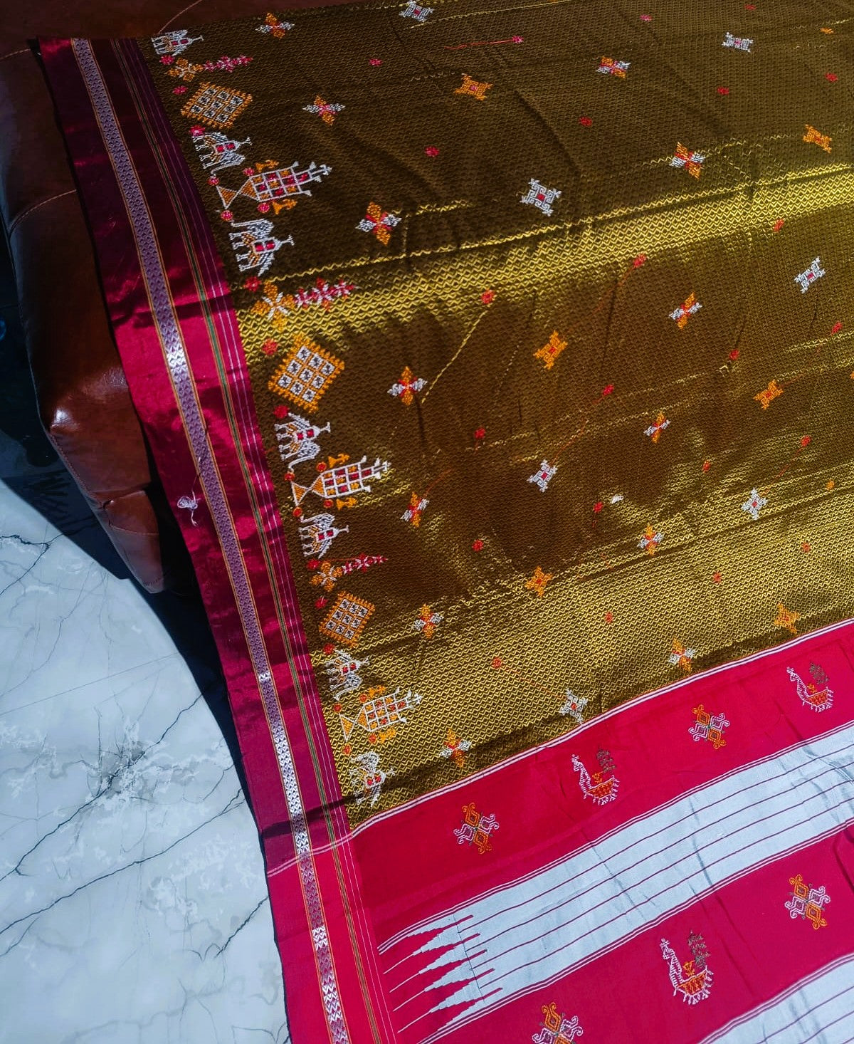 Resham Khun Saree with Kasuti Embroidery