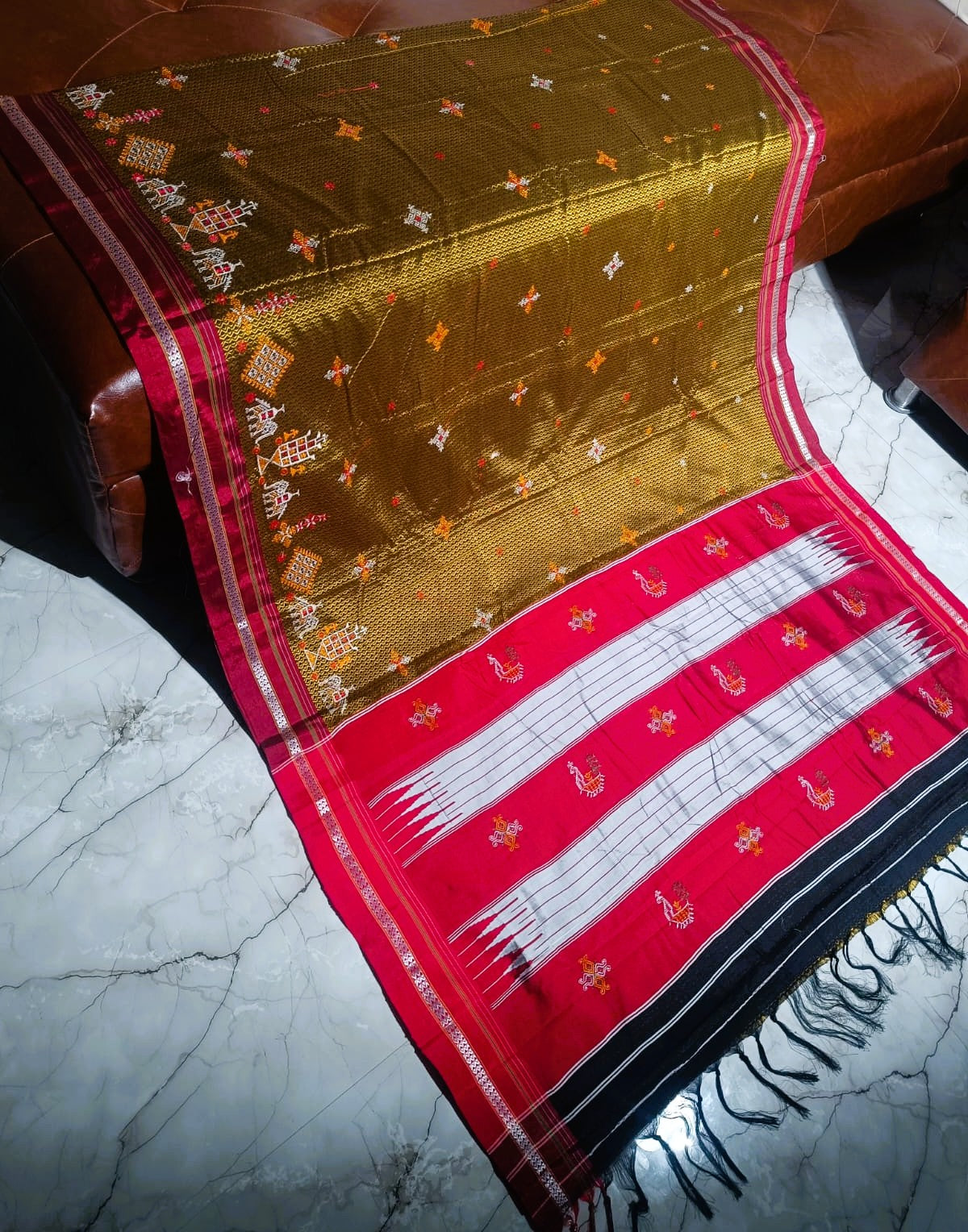 Resham Khun Saree with Kasuti Embroidery