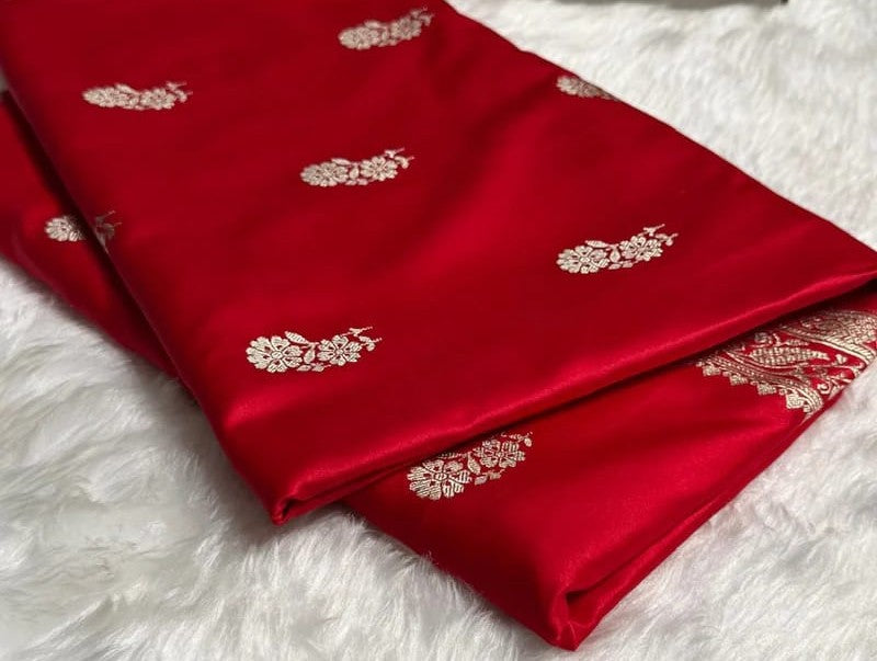 Banarasi Mashru Silk Saree with Golden Zari & Jacquard Pallu