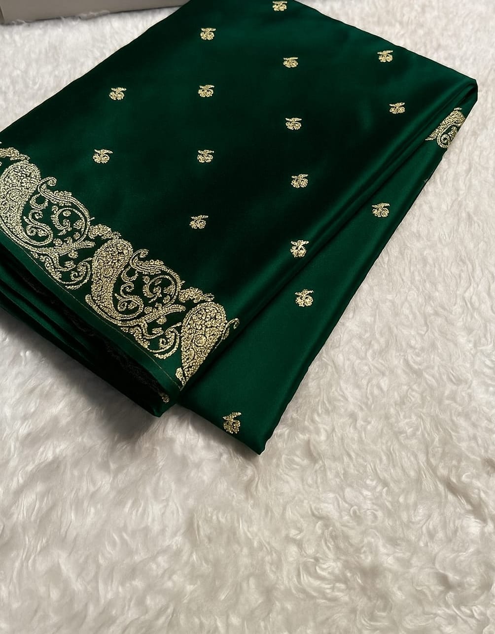Banarasi Mashru Silk Saree with Golden Zari & Jacquard Pallu