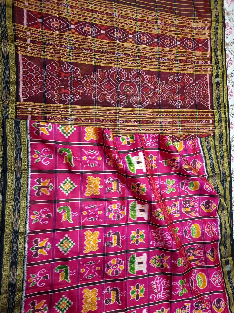 Exclusive Authentic Odisha Handloom Khandua Mulberry Silk Nabakothi Saree